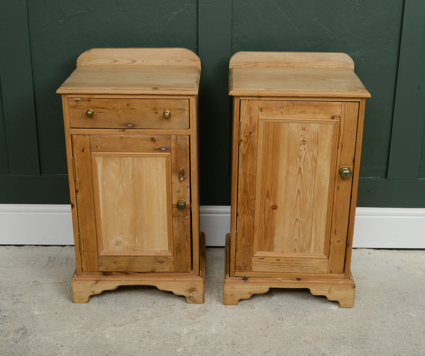 Pair Vintage Pine Bedside Cupboards Tables - Pot Cupboards - SKU 206 207
