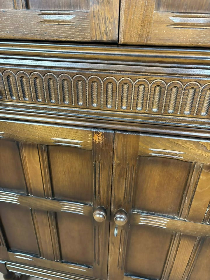 Vintage Priory Oak Cocktail Cabinet