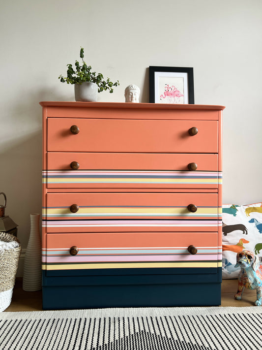 Harris Lebus Vintage Orange Chest of Drawers