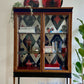 Upcycled Edwardian Mahogany Display Cabinet-Red and Black Perfect as a Cocktail or Display Piece