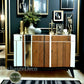 Mid-Century Modern MCM Bespoke Luxury Beautility Sideboard Drink Cabinet Modern black gold white stripes