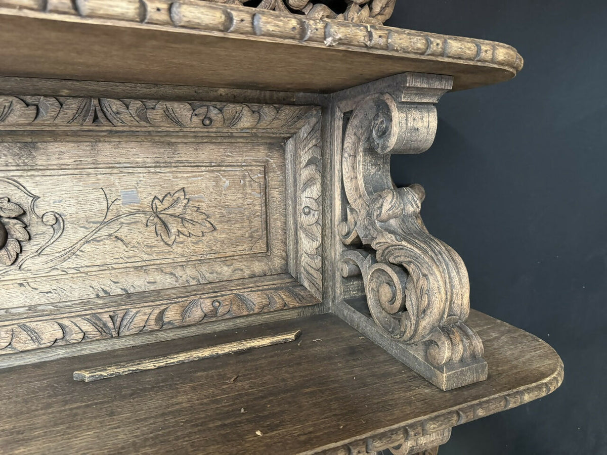 French Carved Oak Hunting Sideboard