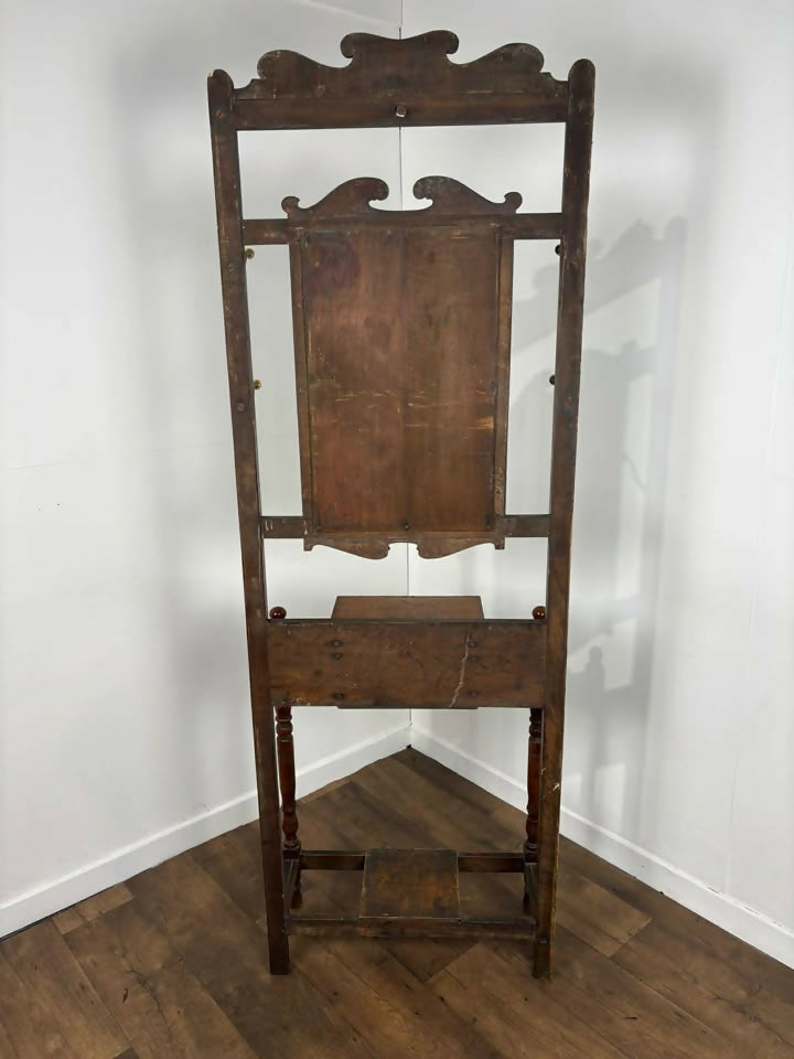 Vintage Oak Hall Coat Stand with Mirror & Storage