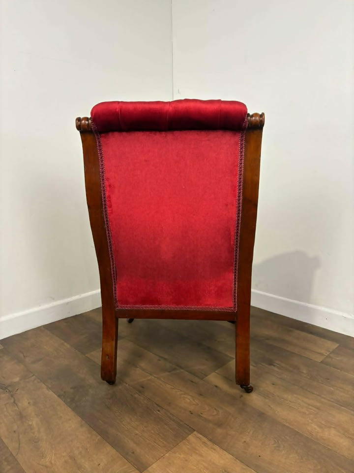 Antique Nursing Chair Having Button Back Upholstery