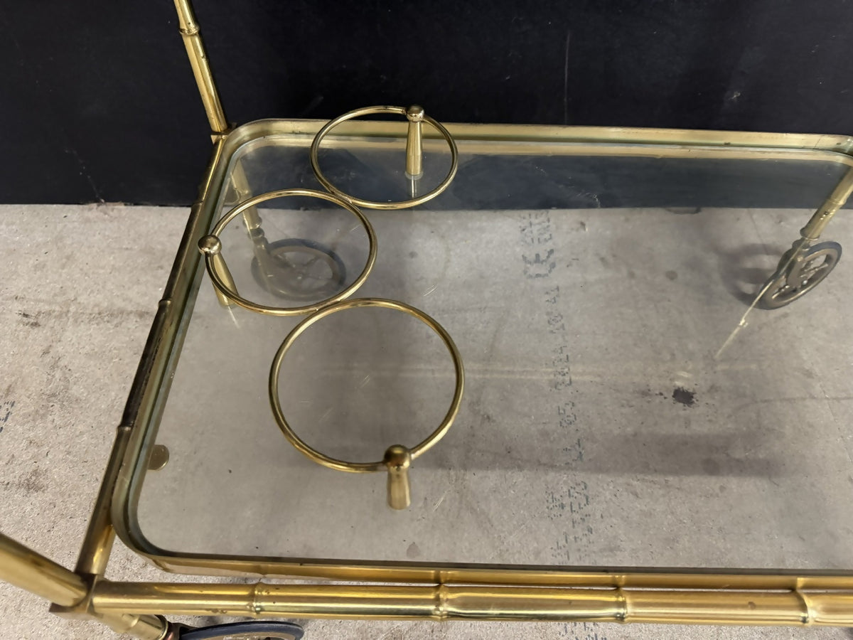 French Brass Faux Bamboo Cocktail Trolley