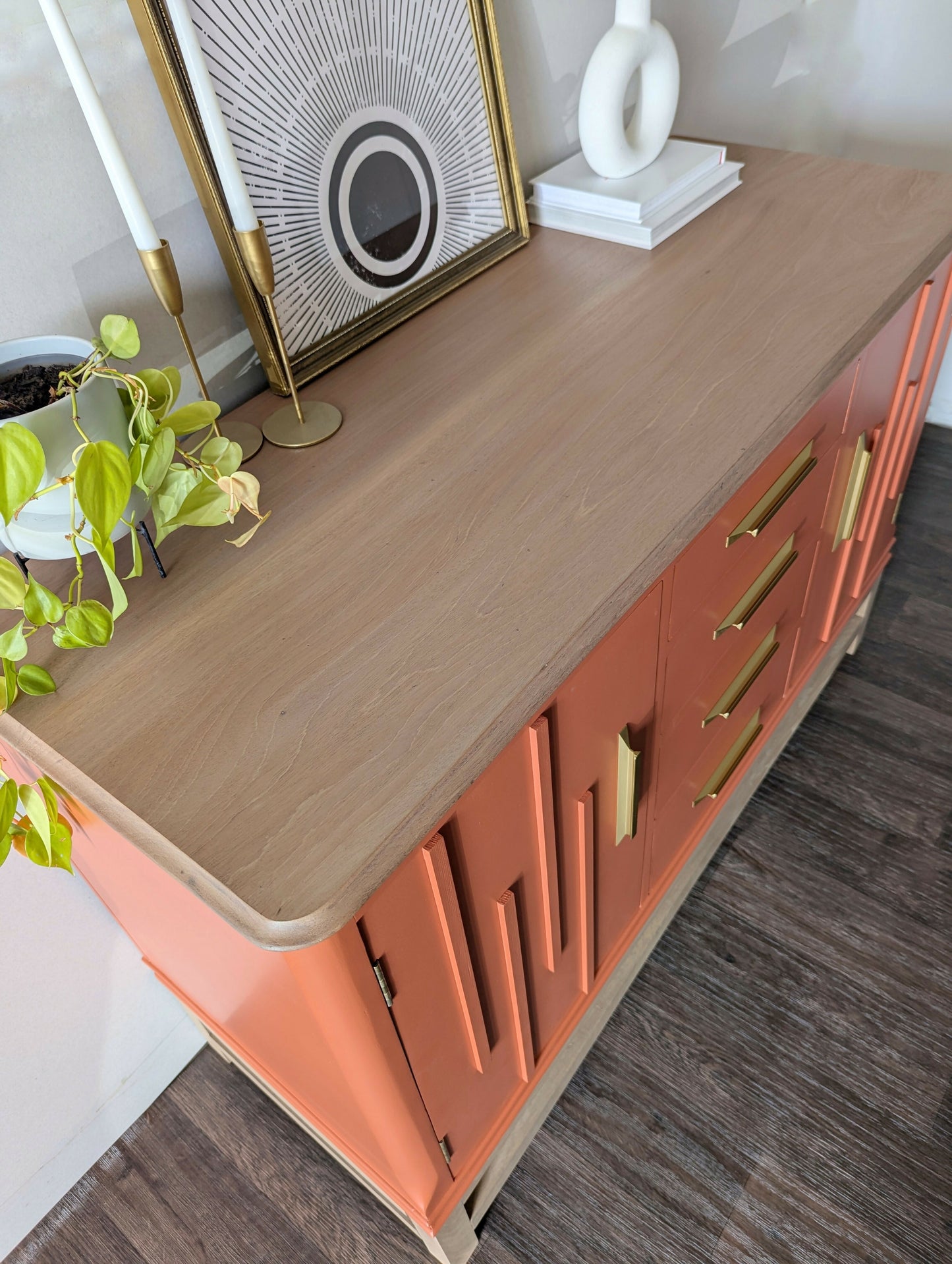 Burnt Oak Orange Vintage Sideboard Cocktail Drinks Cabinet