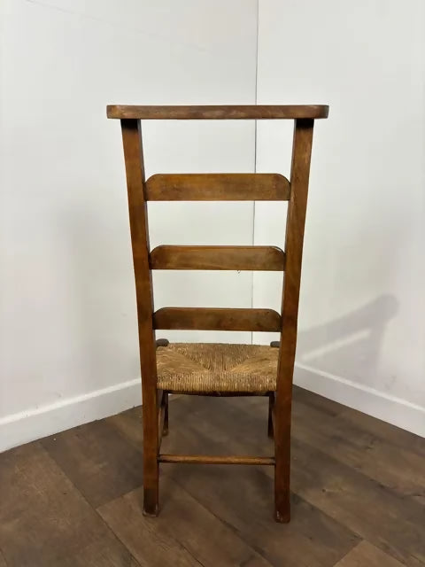 Antique Beech Rush Seat Prayer Chair