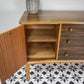 Teak Sideboard Concave Front in Afromosia and Indian Laurel Mid Century Retro Cabinet