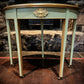 Georgian Demi-Lune Games/Card Table in Sage Green & Gold - Regency Style