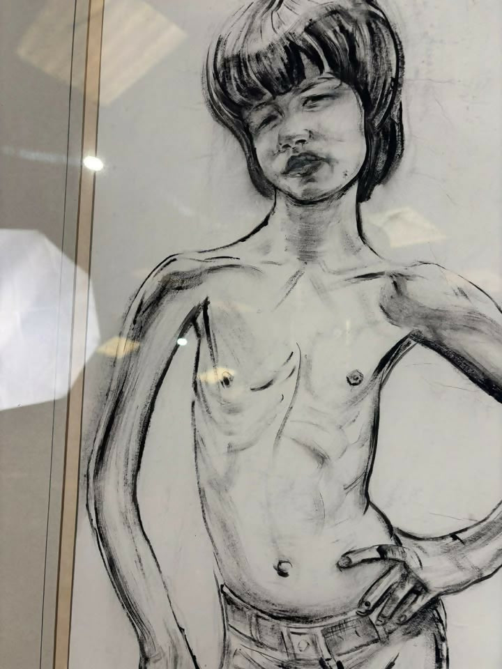 Charcoal Drawing - Young Mick Jagger by Geoffrey Bernard