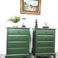 Profesionally Sprayed 2 X Green Stag Minstrel 4 Drawer Bedside Tables (pair)