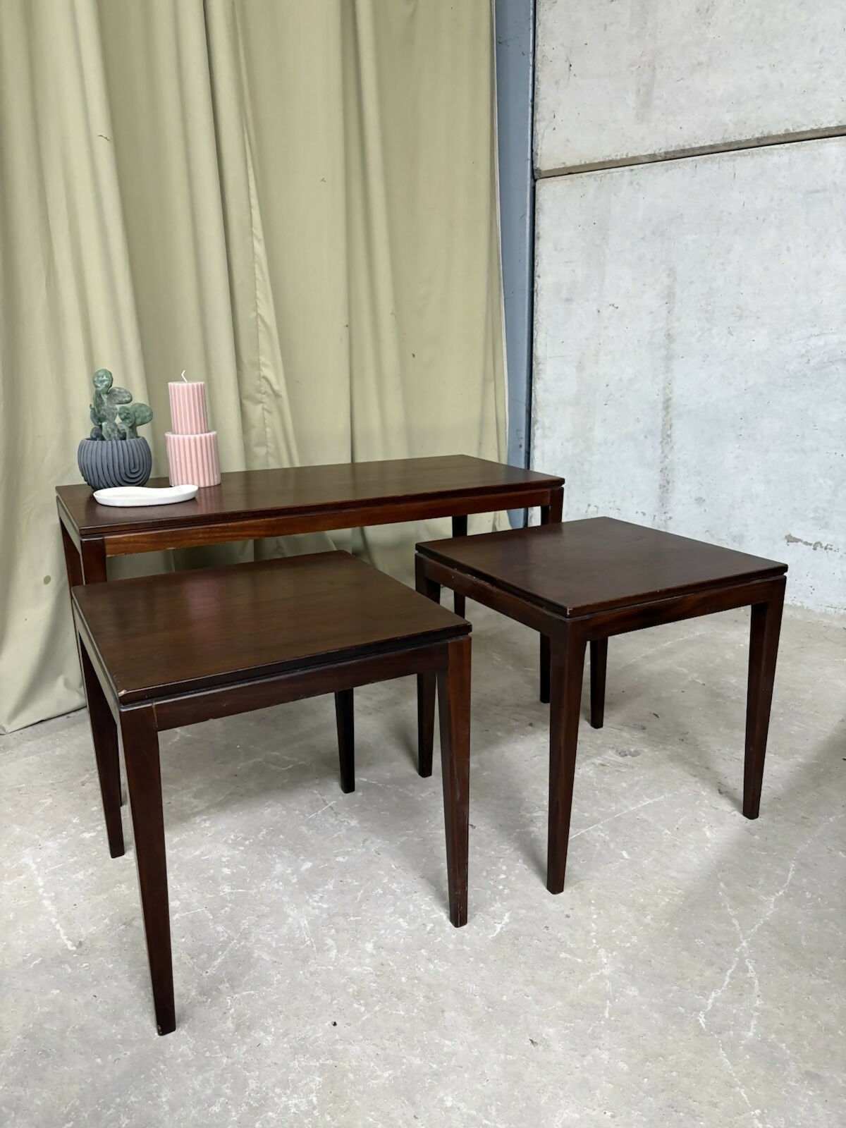 Vintage Mid Century Teak Nest Of Side Tables Scandi Danish Style Retro R1019