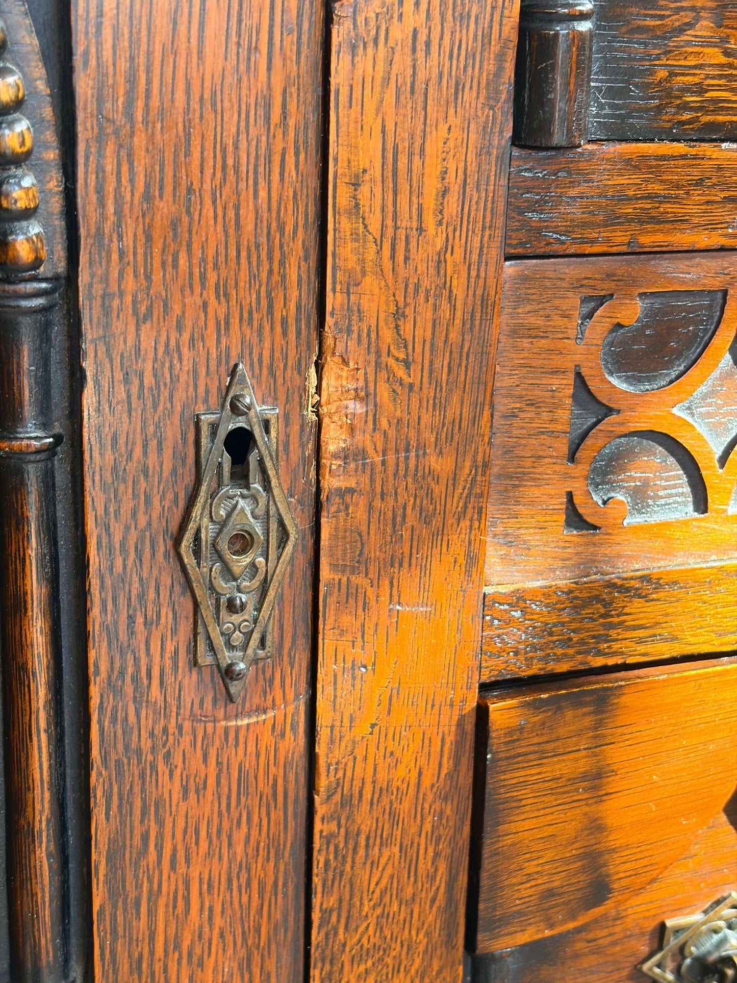 Mid century retro vintage oak sideboard barley twist