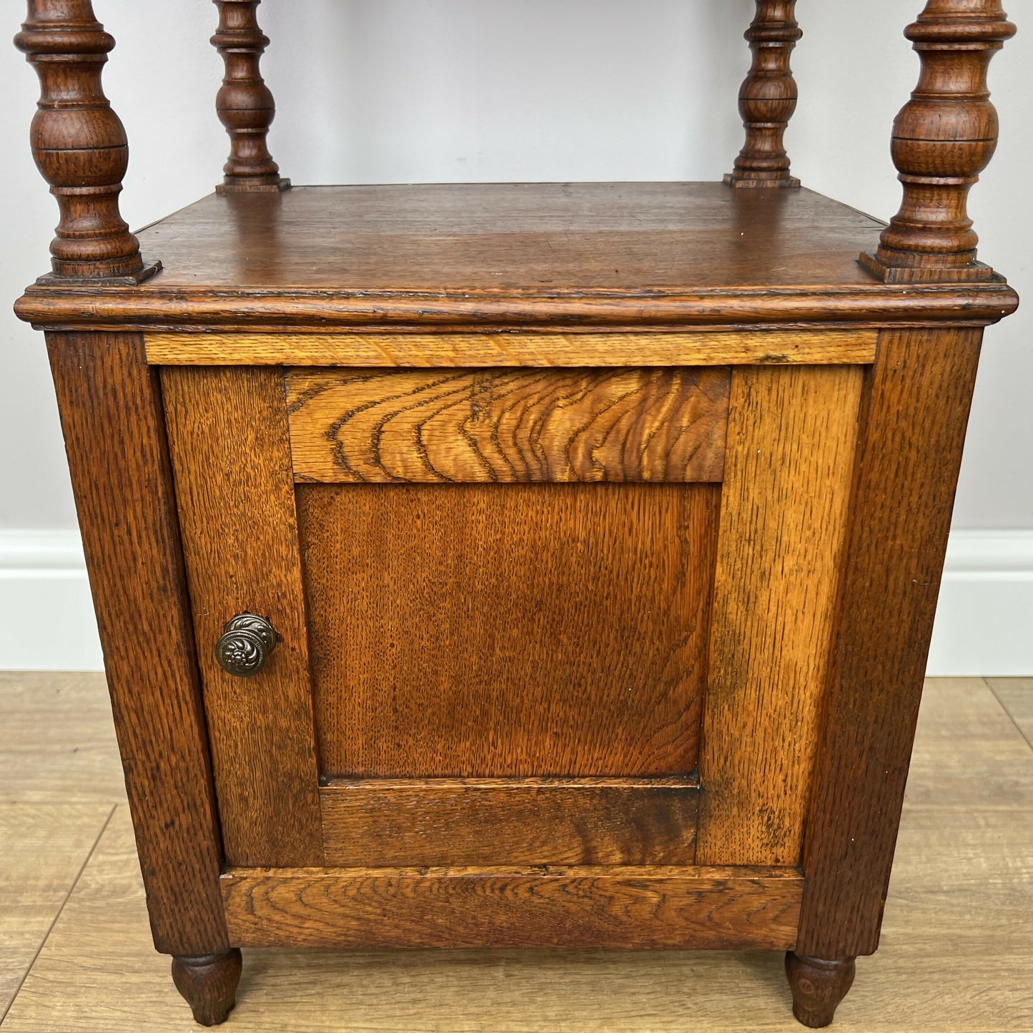 Bedside Table Antique French Style Marble Top Oak Cabinet Nightstand LOT 6243
