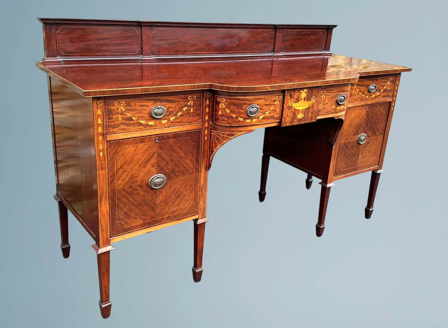 Edwardian Inlaid Mahogany Sheraton Style Sideboard