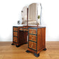 Restored 1940s Art Deco Burr Walnut Dressing Table - Black and Gold