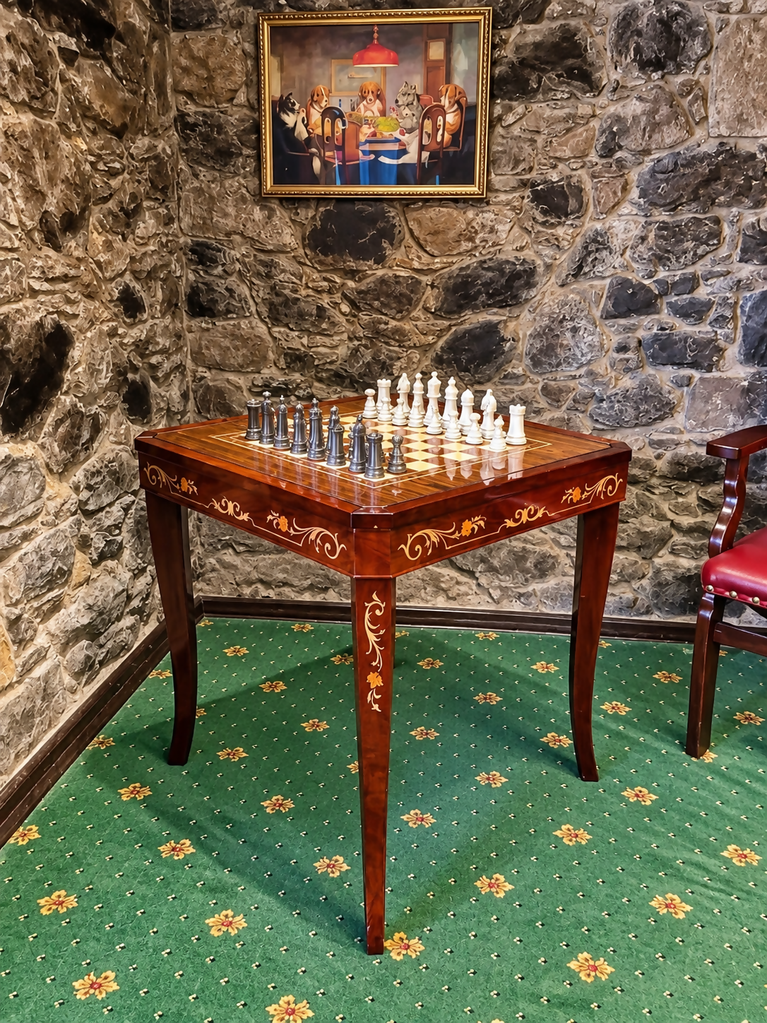 Italian Sorrento Marquetry Games Table – Chess, Roulette & Card Poker Casino Table