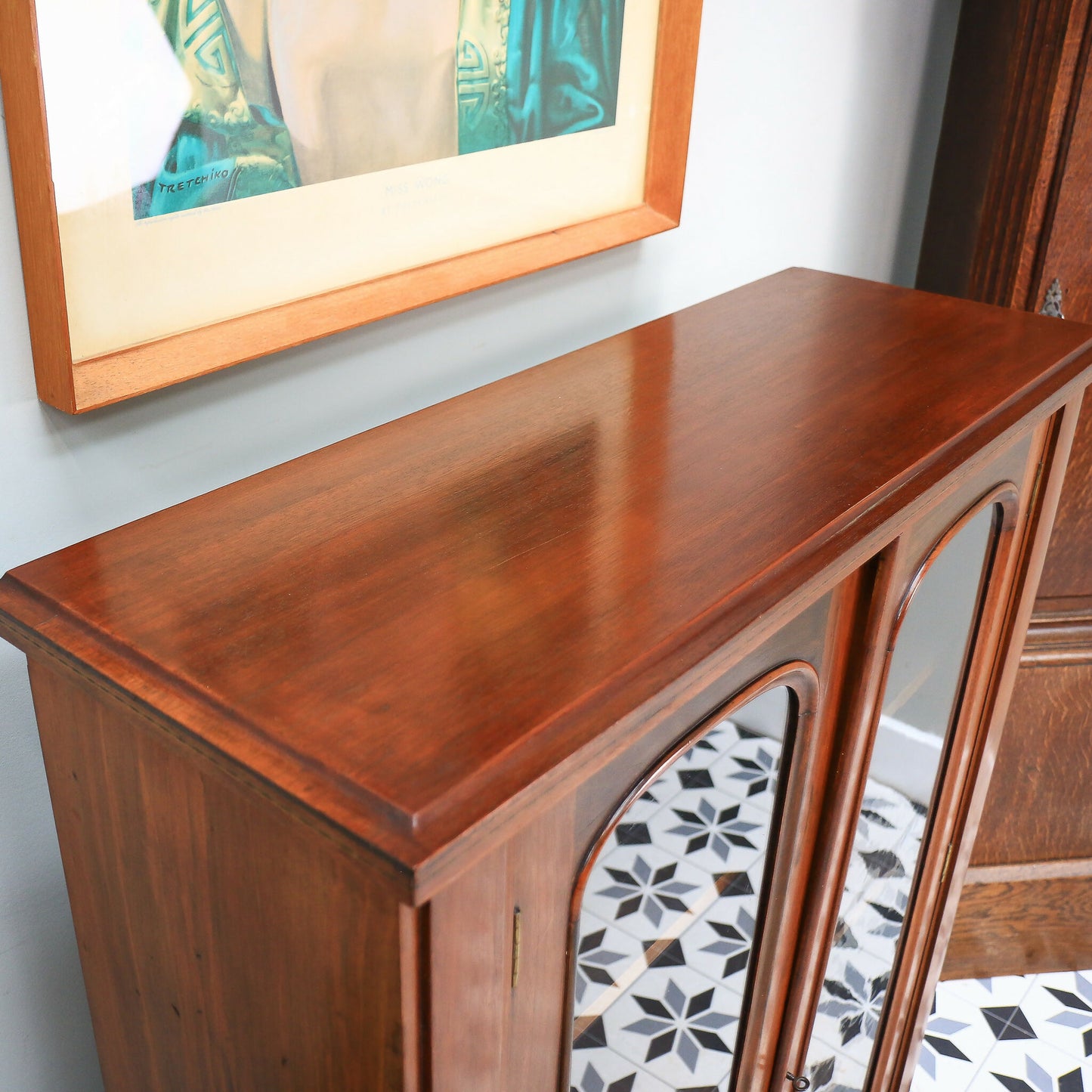 Antique Bookcase Victorian Glazed Bookcase Cabinet in Mahogany
