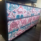 Gplan Midcentury Chest Of Drawers. Upcycled Painted Black Pink Animal Print