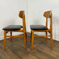 Pair of Mid Century Teak Chairs with Black Upholstery