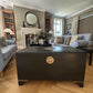 Ottoman. Vintage Camphor wood chest, handpainted. Black/gold