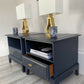 Stag Minstrel, Pair Of Bedside Tables Cabinets, Side Tables, Classic, Handmade, Vintage! Bespoke Orders Available.Painted In Fusion Mineral Navy Blue.