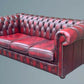 English Oxblood Leather Chesterfield Three Seater Sofa