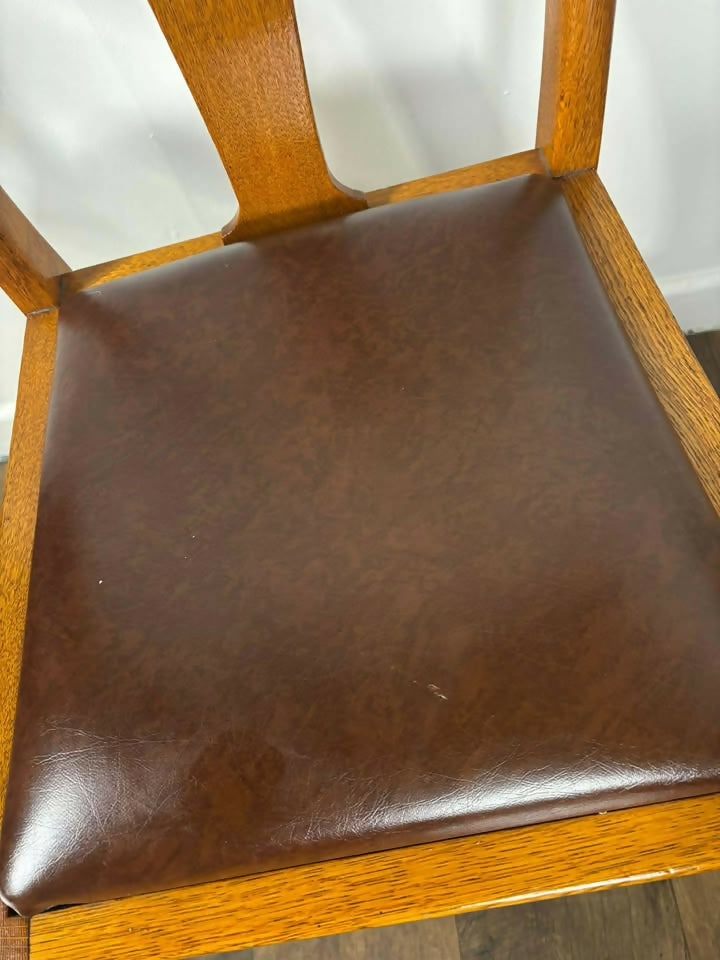 Vintage Set Of Four Honey Oak Dining Chairs