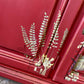 Sideboard Red Floral Decorated