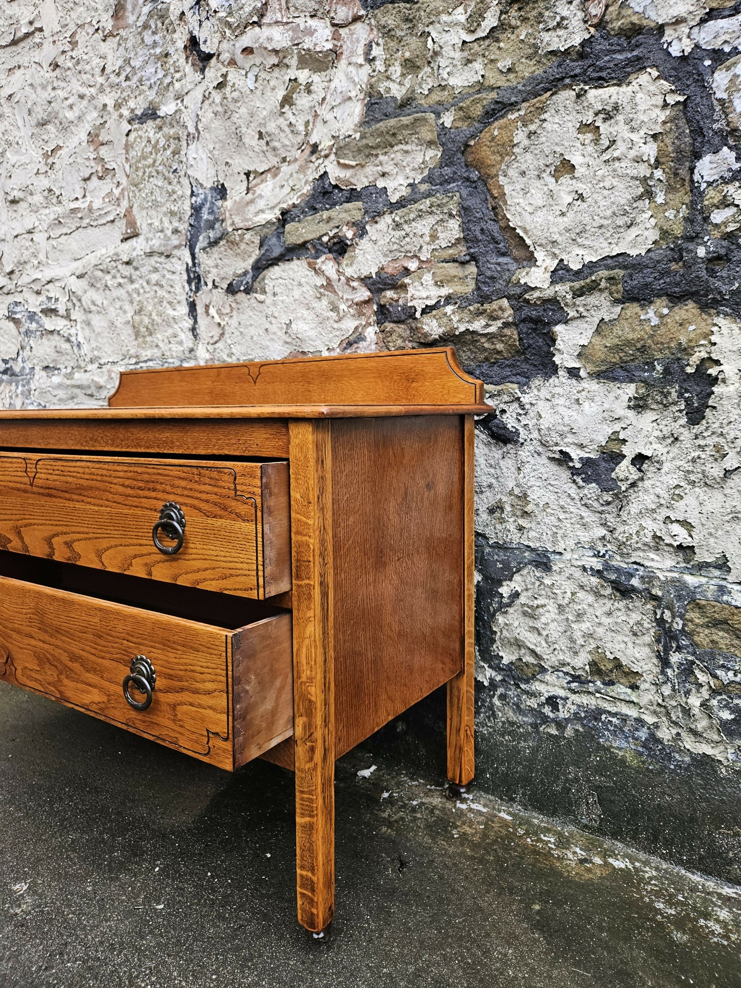 Vintage Oak Chest Of Drawers: Tallboy Cabinet Two Drawer