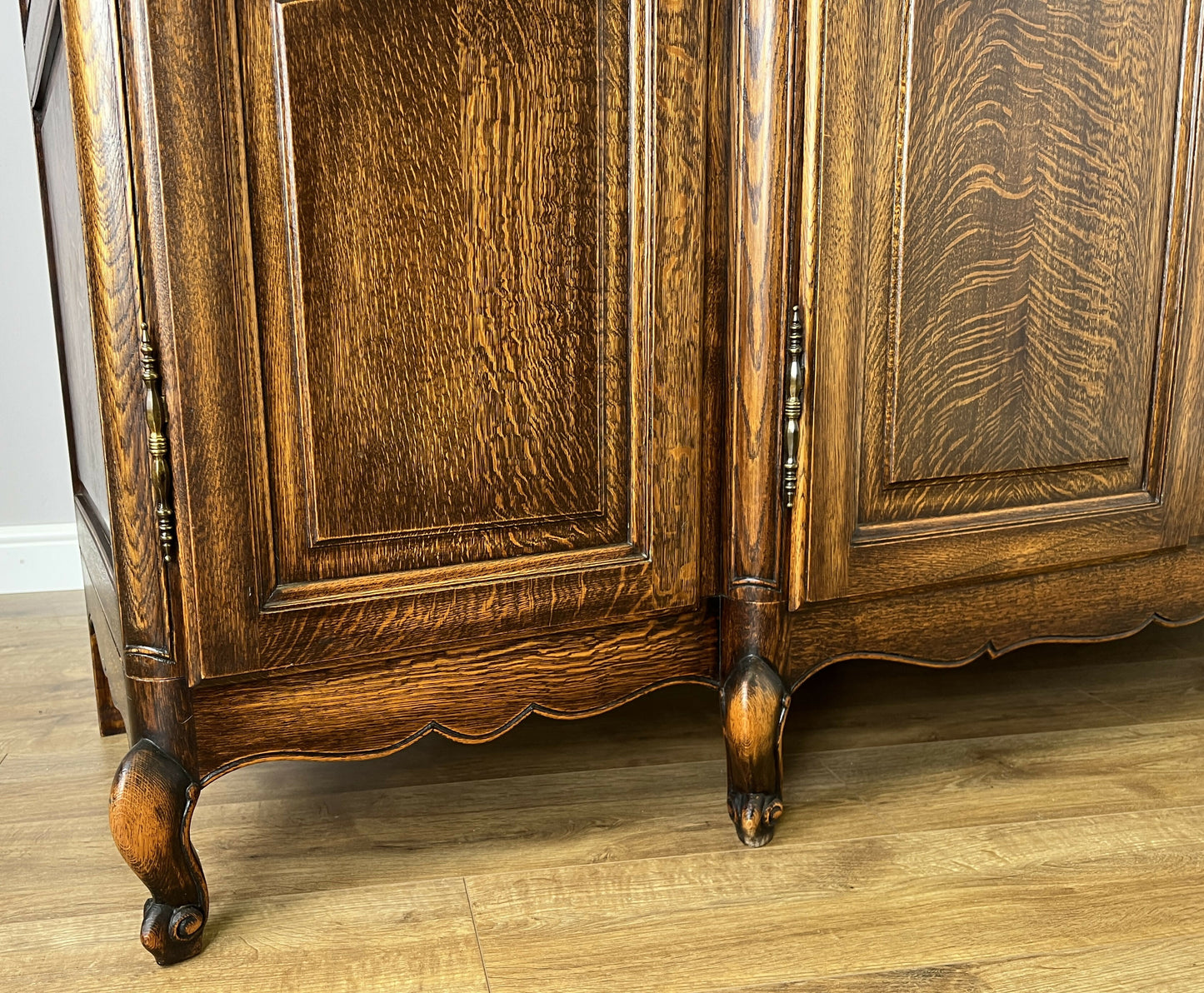 Wardrobe Vintage French Louis XVI Style Four Door Oak Carved Armoire LOT 6454