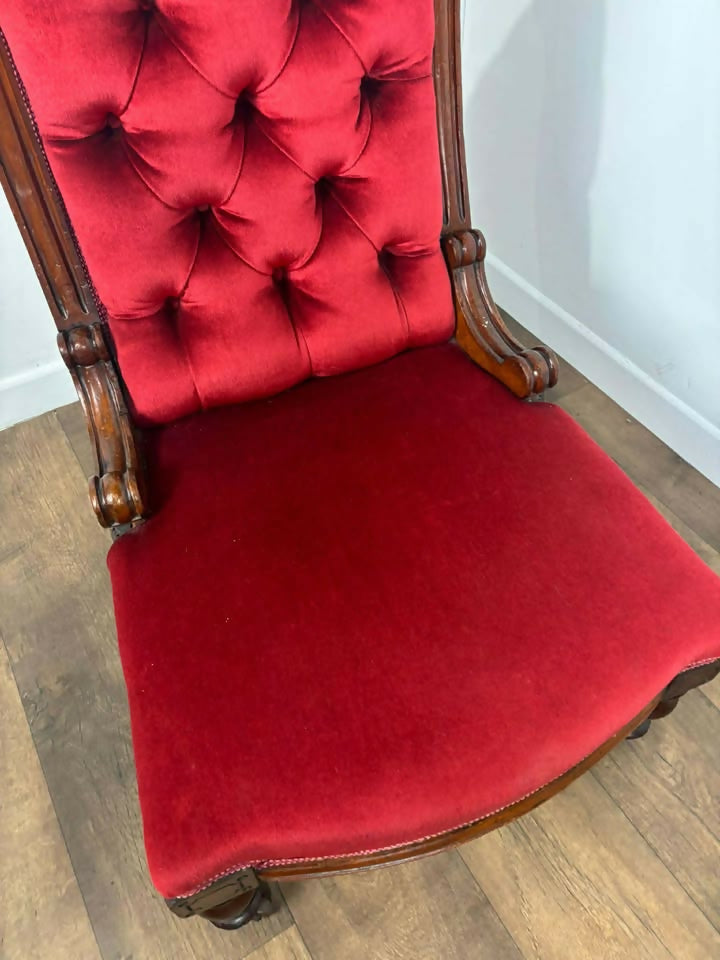 Antique Nursing Chair Having Button Back Upholstery