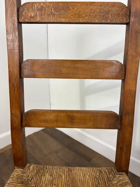 Antique Beech Rush Seat Prayer Chair