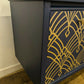 Vintage Midcentury Teak Sideboard: Navy & Gold Art Deco Cabinet