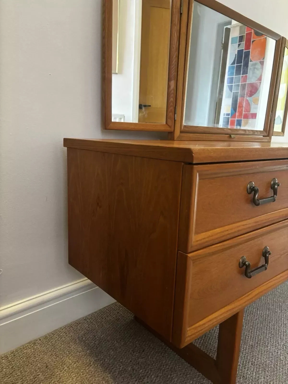 Mid Century G Plan Teak Dressing Table Desk: Vintage Danish Style Vanity Console