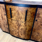 Refinished Art Deco Burl Walnut and Black Sideboard, drinks cabinet, 1930s, buffet