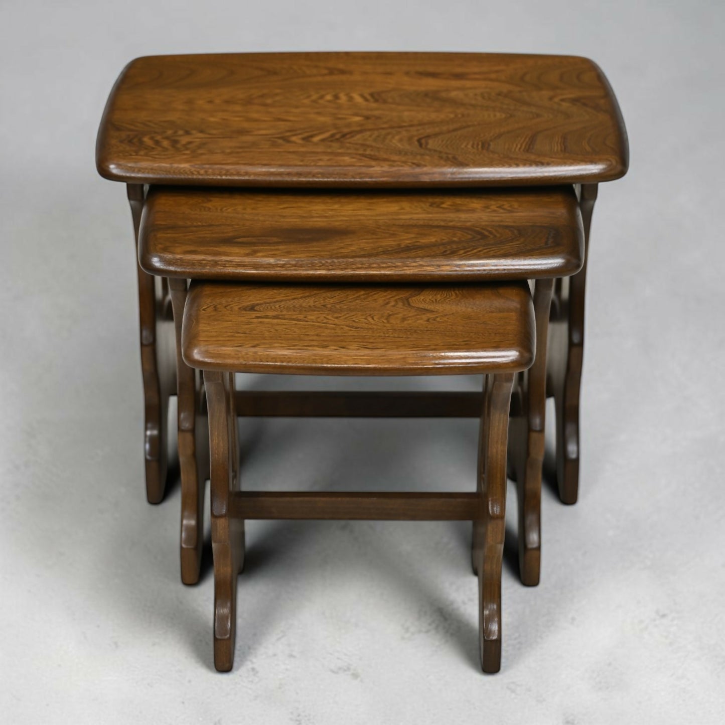 Ercol Nest Of Tables Solid Elm Side Tables Ercol's Badge 1970s GD FREE Delivery*