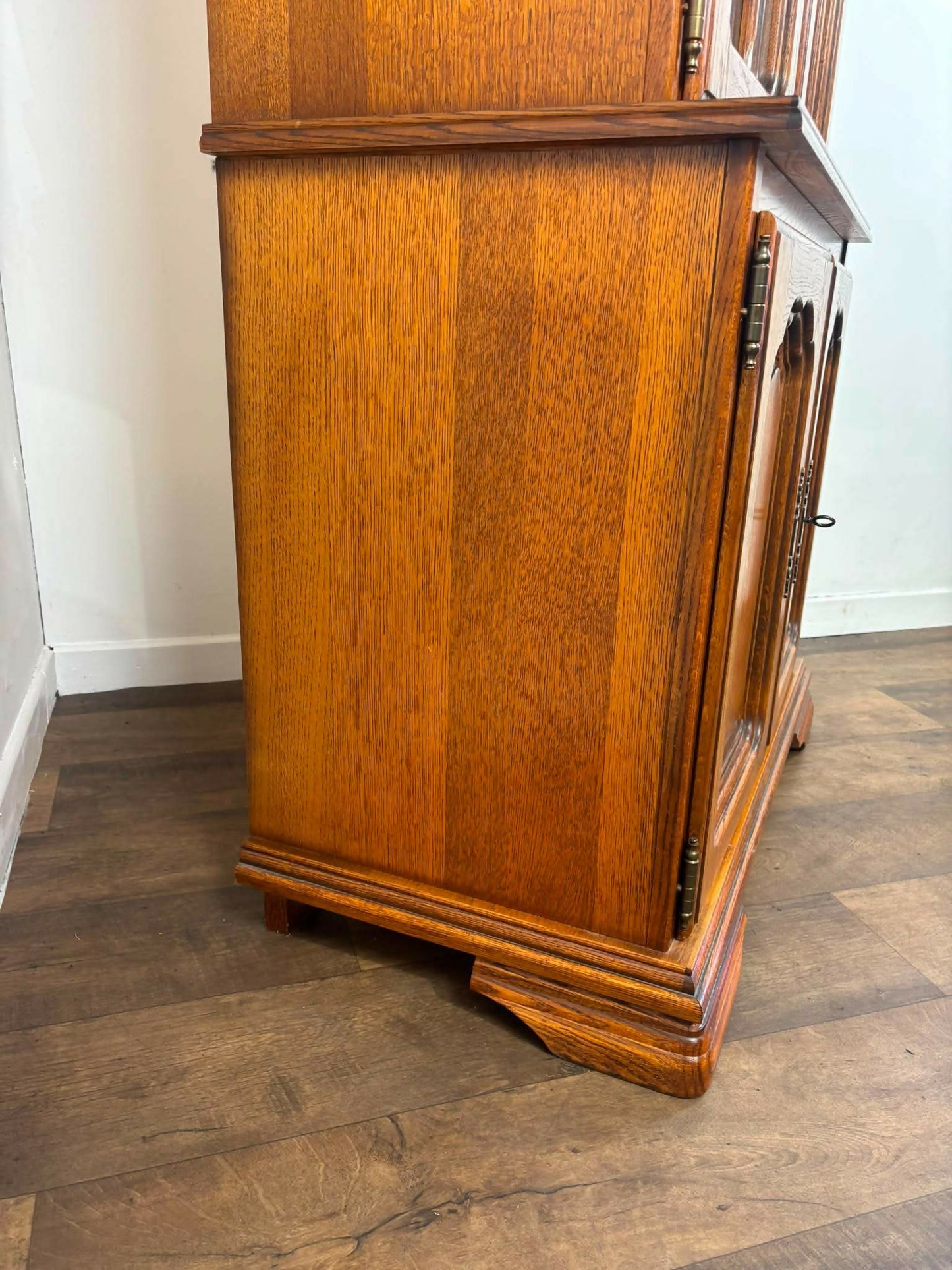 Modern Reproduction Glazed Oak Bookcase