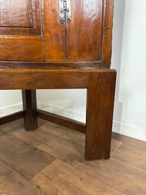 Antique Oak Corner Cupboard on Stand