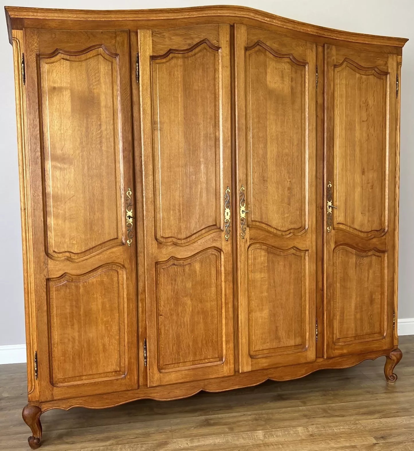 Wardrobe Vintage French Louis XVI Style Oak Four Door Carved Armoire LOT 4979