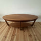 Mid Century Teak Coffee Table Nathan Oval Sunburst Top