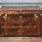 Vintage Inspired English Leather Steamer Trunk Interior Coffee Table End Table
