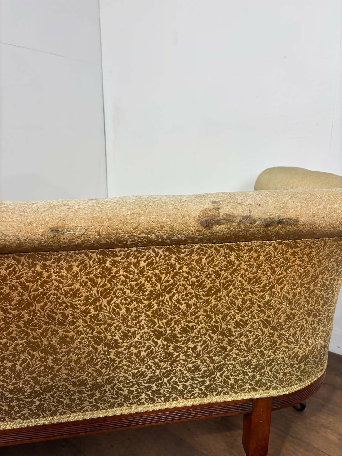 Edwardian Mahogany Upholstered Window Seat / Small Settee