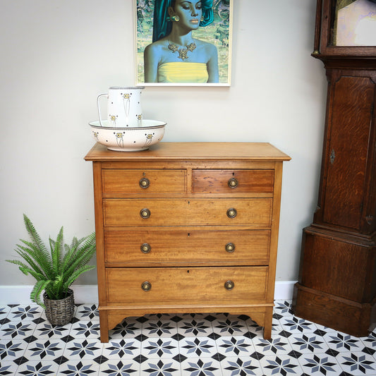 Edwardian Chest of Drawers in Mahogany with Satin Wood Ebony Stringing.