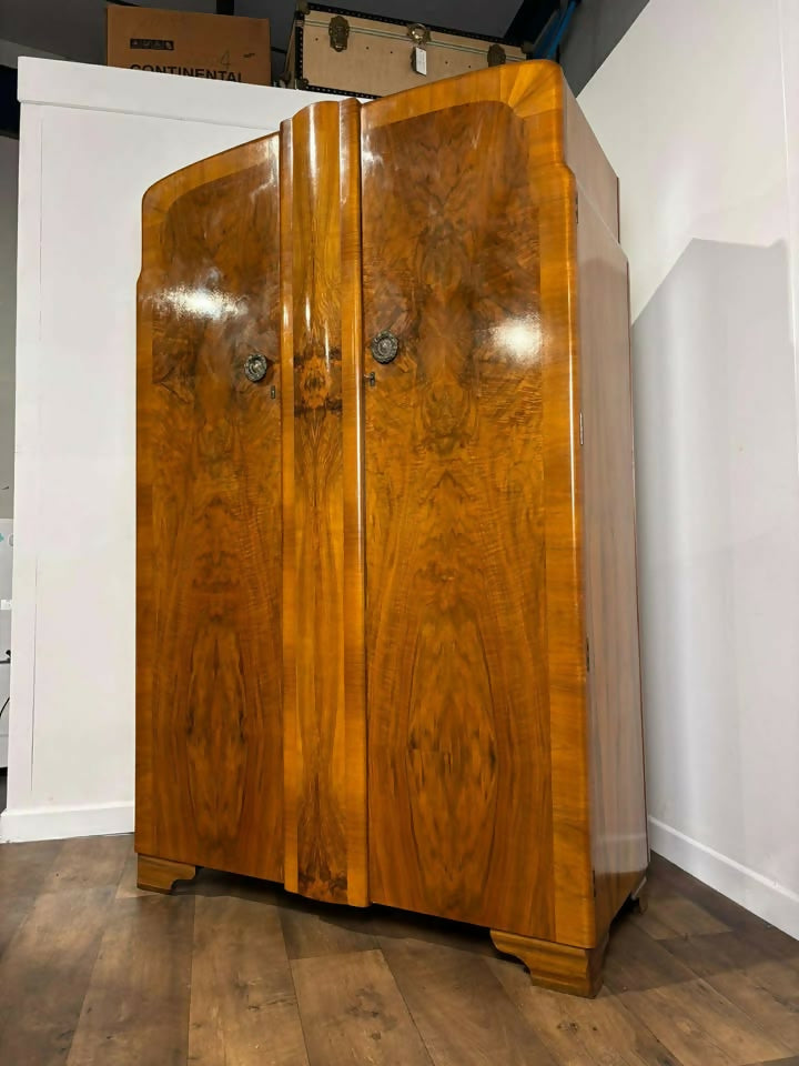 Art Deco Walnut Figured Ladies Wardrobe