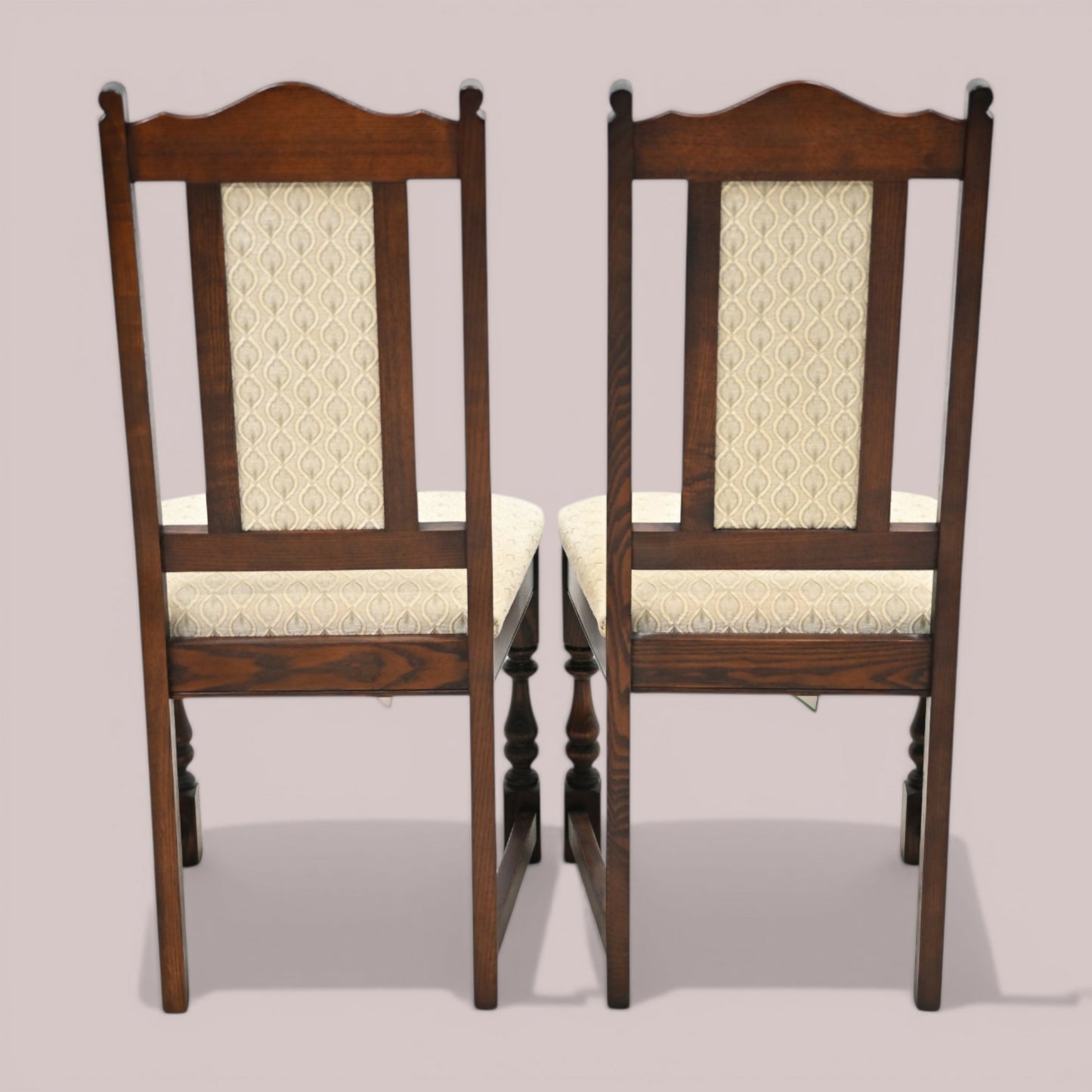 2 Old Charm Dining Chairs Solid Oak Tudor Brown Finish EXC FREE UK Delivery