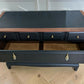 Stag Mid-Century Modern Black Chest of Drawers, Cherry Wood, Gold Leaf Knobs