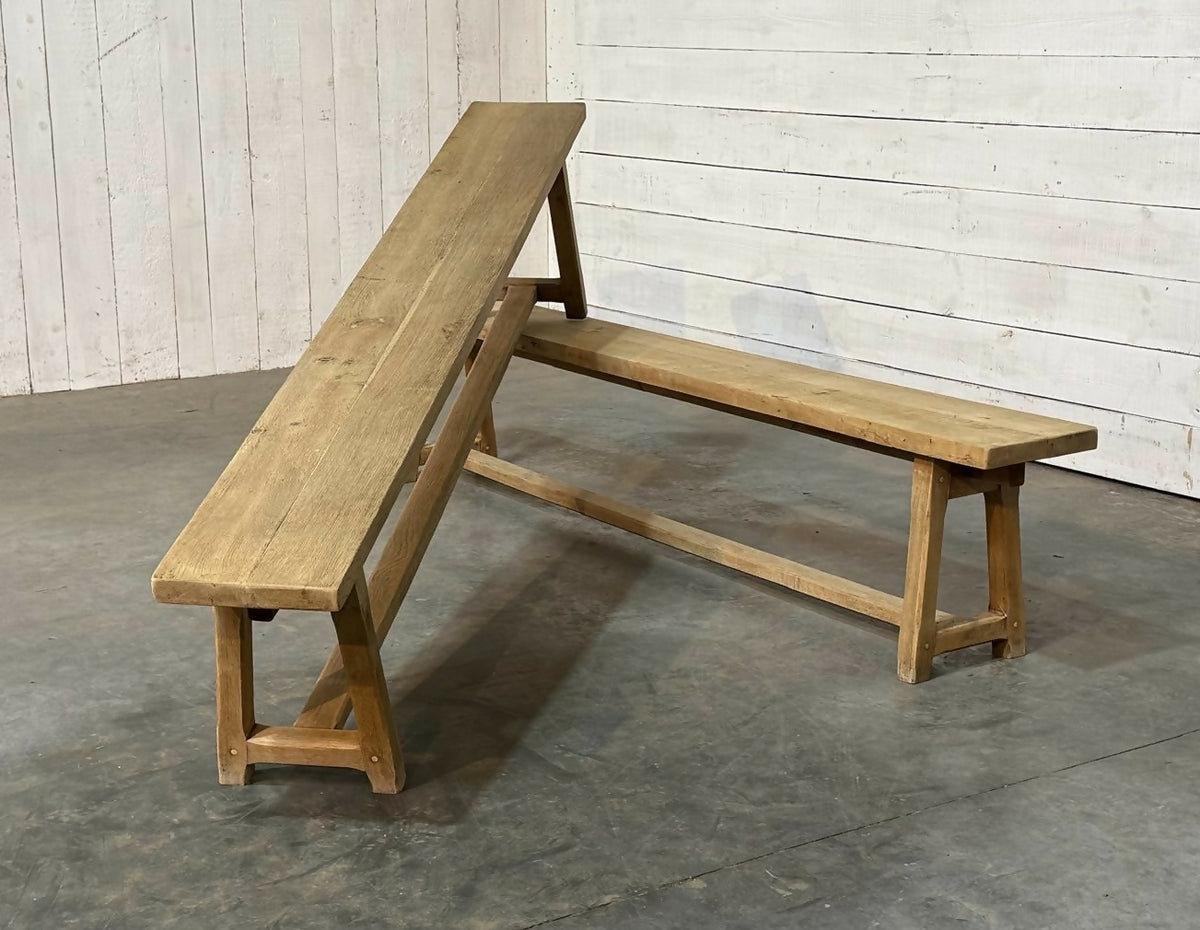 Pair French Oak Dining Benches
