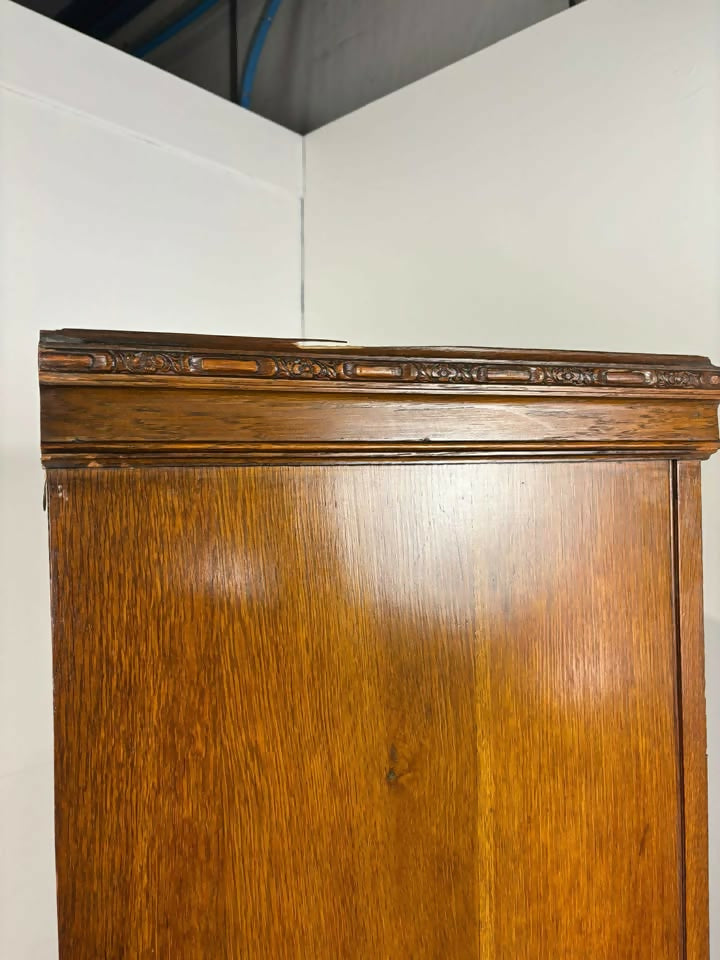 Vintage Oak Hall / Bachelor’s Wardrobe – Compact Single Door Hanging Cupboard