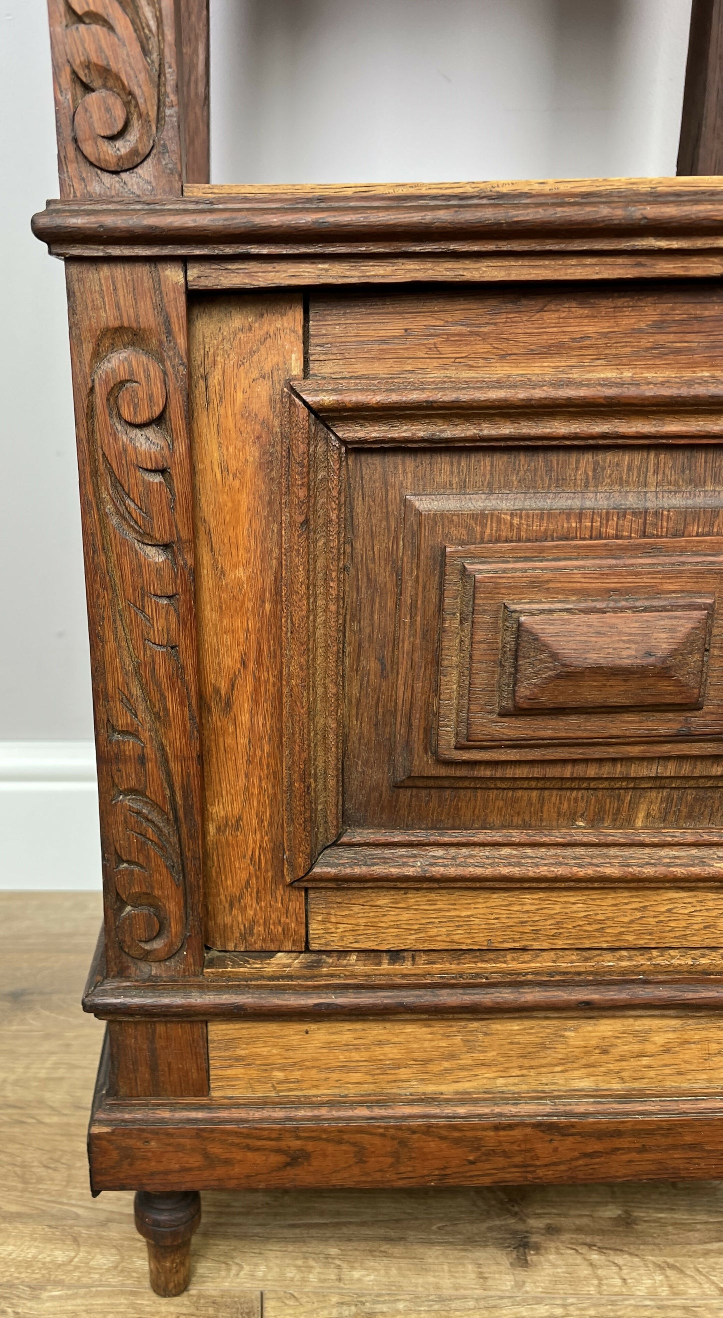 Bedside Table Antique French Marble Top Oak Cabinet Carved Cupboard LOT 6352